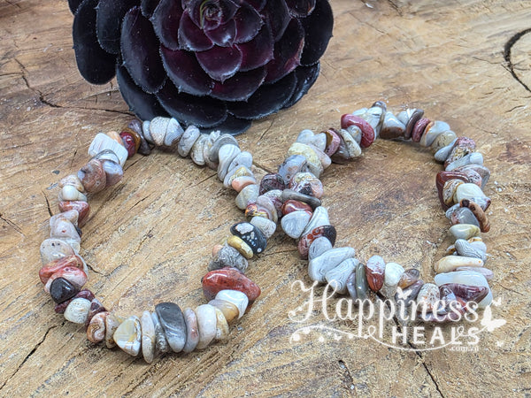 Red Crazy Lace Agate Chip Bracelet