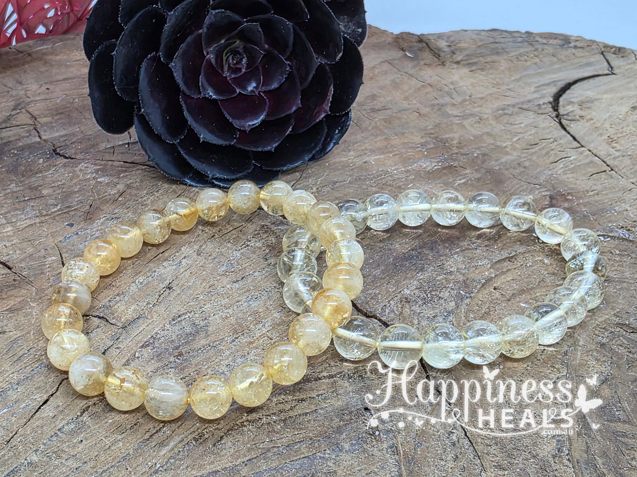 Citrine Bracelet โ 8mm Beads for Abundance & Positivity