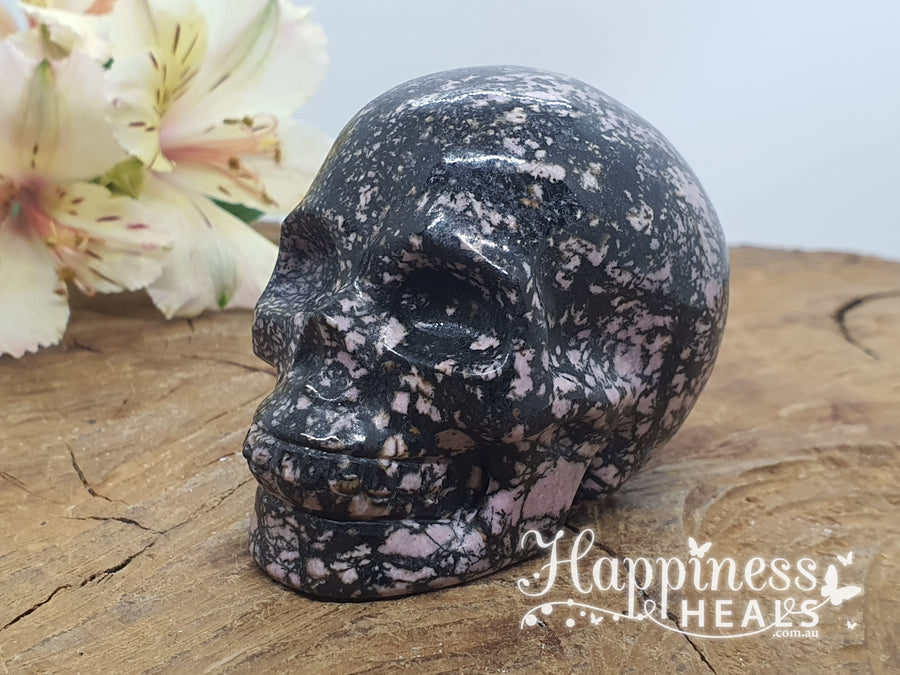 Rhodonite Skull
