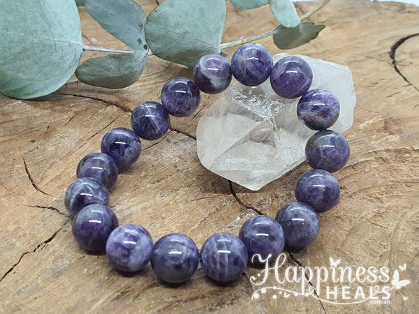 Chevron Amethyst 12mm Ball Bracelet