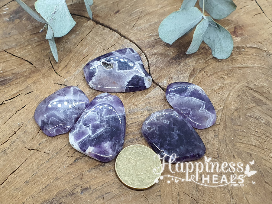 Chevron Amethyst Palm Stones