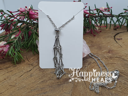 Crystal Cage Adjustable Necklace - Silver Medium