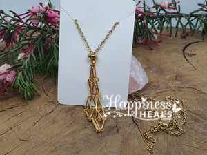 Crystal Cage Adjustable Necklace - Gold