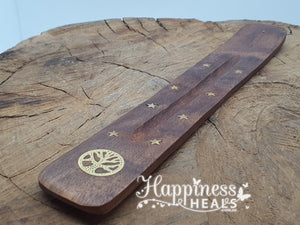 Incense Holder - Wooden - Brass Symbols