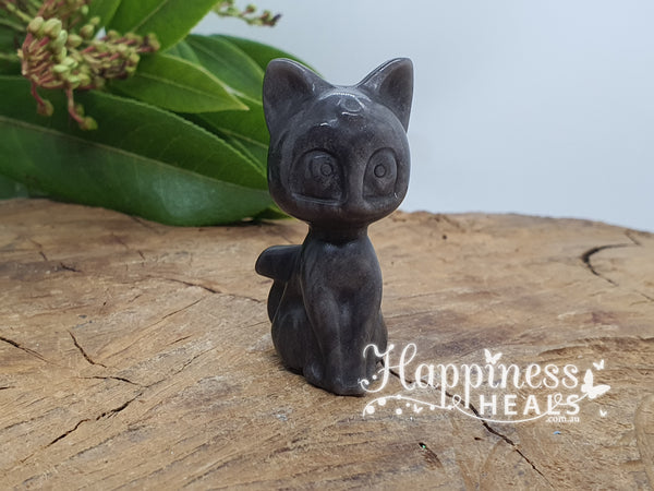 Silver Sheen Obsidian Luna Cat