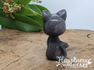 Silver Sheen Obsidian Luna Cat