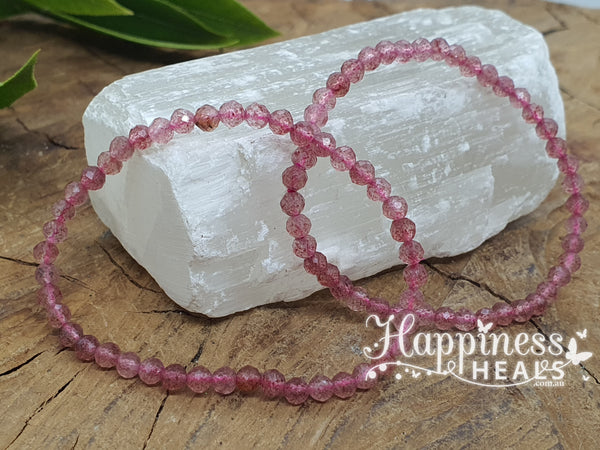 Strawberry Quartz  Faceted Bracelet