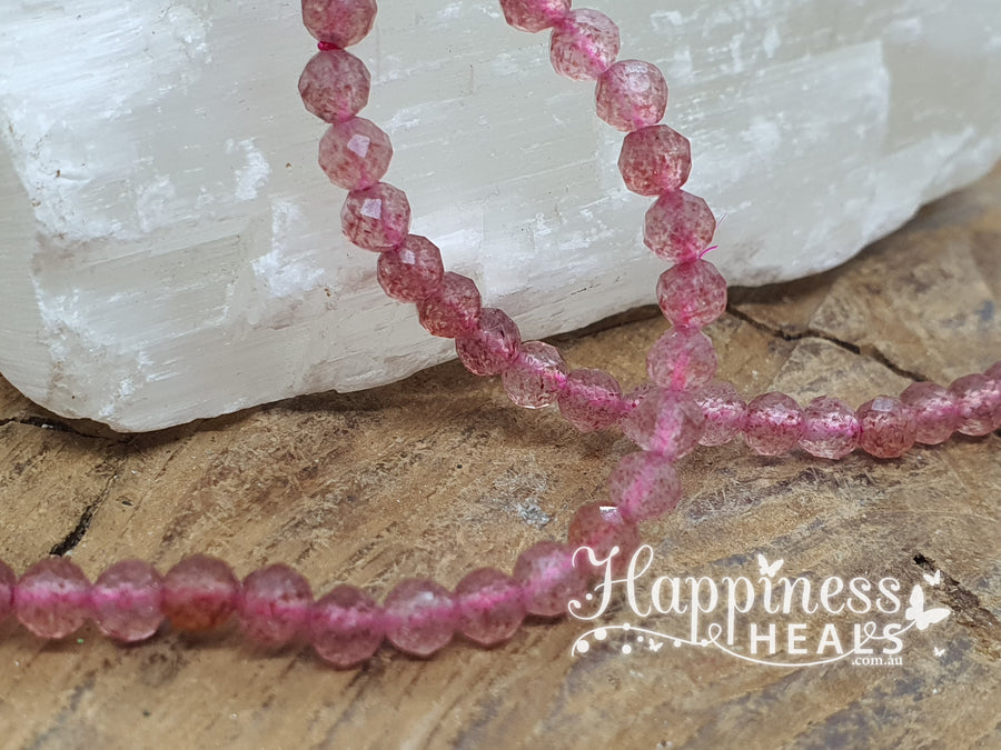 Strawberry Quartz  Faceted Bracelet