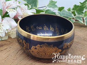 Black Singing Bowl with Om Symbols: Harmonize Your Energy