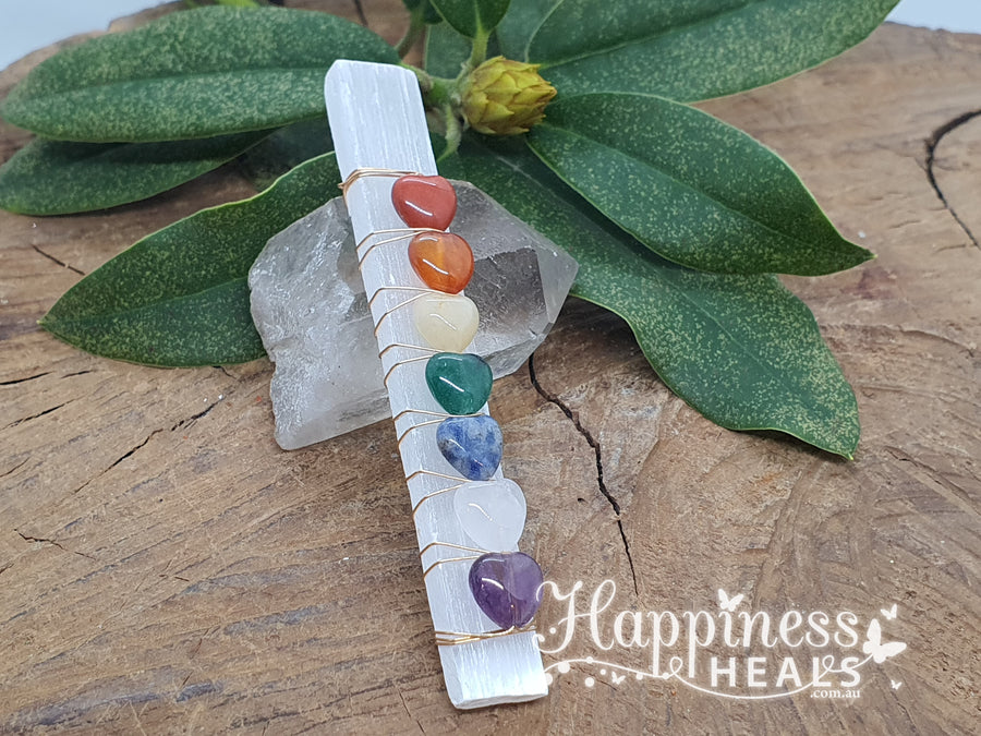 Selenite Chakra Hearts