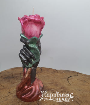 Skeletal Hand Rose Candle: Elegance with a Dark Twist