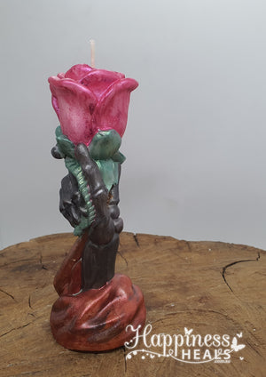 Skeletal Hand Rose Candle: Elegance with a Dark Twist