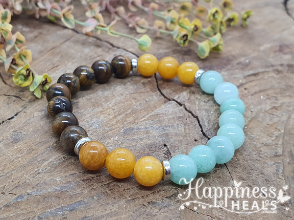 Tiger Eye, Green Aventurine & Yellow Jasper Bracelet – Courage, Luck & Vitality
