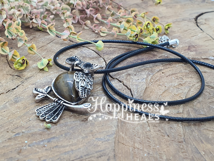 Tiger Eye Owl Pendant Necklace – Wisdom, Strength & Protection