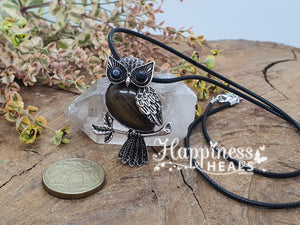 Tiger Eye Owl Pendant Necklace – Wisdom, Strength & Protection