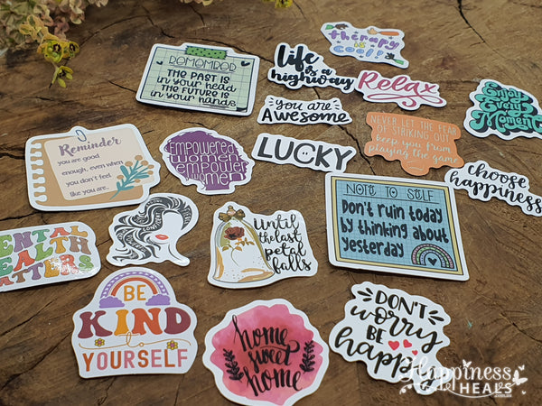 Assorted Sticker Pack: Colorful Sayings & Unique Shapes