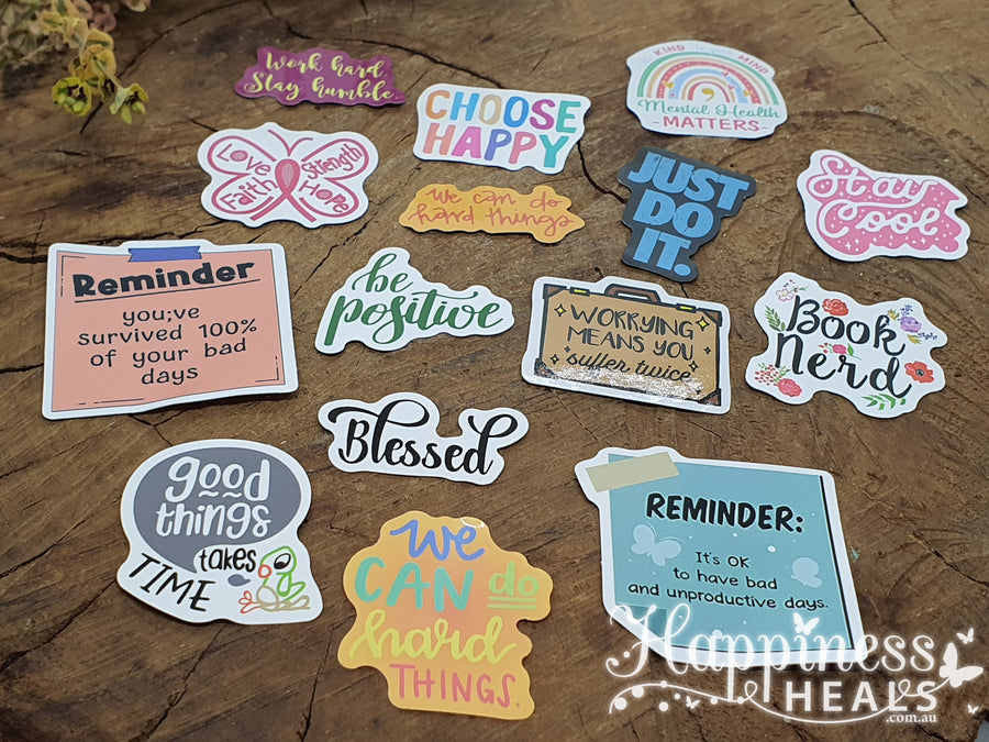 Assorted Sticker Pack: Colorful Sayings & Unique Shapes