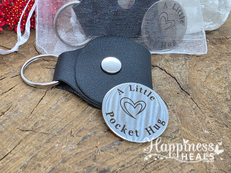 Pocket Hug Coin with Leather Keyring Pouch – A Daily Reminder of Strength & Love 🪙🖤