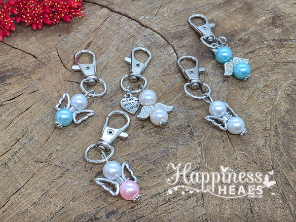 Angel Keyrings – Silver with Crystal Bead Detail 👼🔑