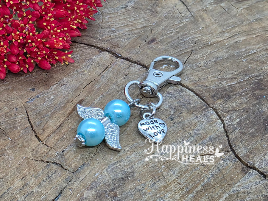 Angel Keyrings – Silver with Crystal Bead Detail 👼🔑