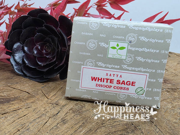 Satya White Sage Dhoop Incense Cones – Purify & Cleanse Your Space 🌿