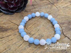 Rose Quartz & Angelite Bracelet – 8mm Beads 💗🪽