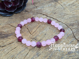 Rose Quartz & Garnet Bracelet – 8mm Beads ❤️💗