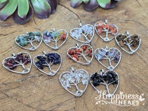 Crystal Chip Heart Tree of Life Pendant 💖🌳
