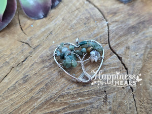 Crystal Chip Heart Tree of Life Pendant 💖🌳