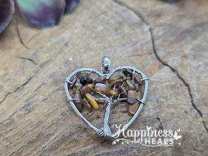 Crystal Chip Heart Tree of Life Pendant 💖🌳
