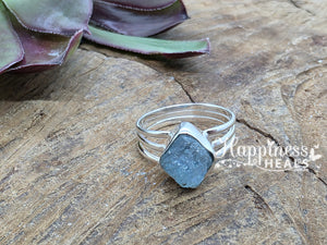 Sterling Silver Raw Aquamarine Ring - Size 9