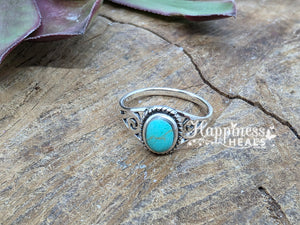 Sterling Silver Turquoise Ring - Size 8