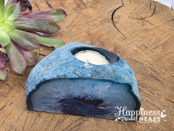 Agate Tea Light Candle Holder - Blue/Green