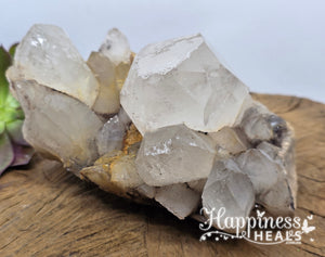 Clear Quartz Cluster with Hematite – Clarity, Strength & Sacred Grounding