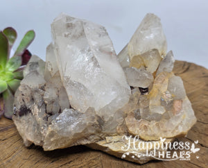Clear Quartz Cluster with Hematite – Clarity, Strength & Sacred Grounding