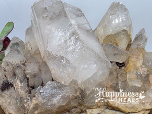 Clear Quartz Cluster with Hematite – Clarity, Strength & Sacred Grounding