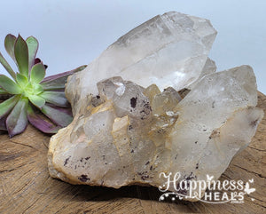 Clear Quartz Cluster with Hematite – Clarity, Strength & Sacred Grounding
