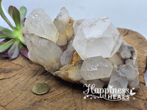 Clear Quartz Cluster with Hematite – Clarity, Strength & Sacred Grounding