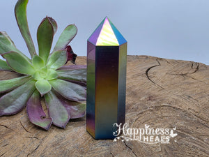 Titanium Black Obsidian Point – Shielded Power & Rainbow Aura