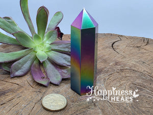 Titanium Black Obsidian Point – Shielded Power & Rainbow Aura