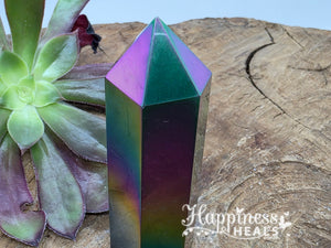 Titanium Black Obsidian Point – Shielded Power & Rainbow Aura