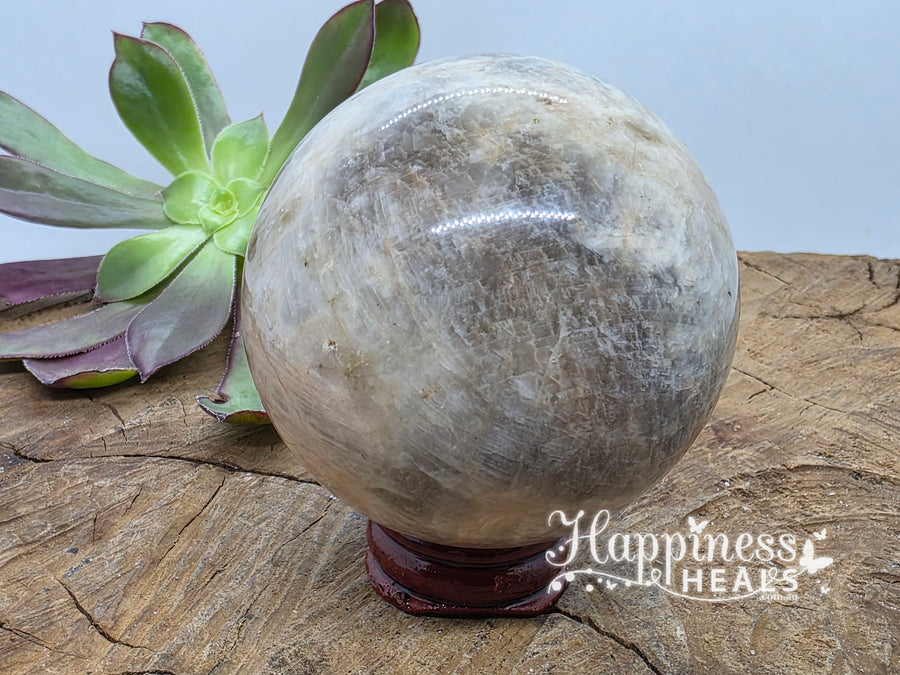 Black and White Moonstone Sphere – Lunar Wisdom & Emotional Protection