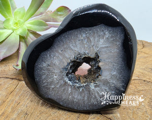 Black & White Agate Heart from a Geode