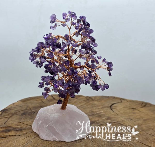 Amethyst Chip Tree with Rose Quartz Base