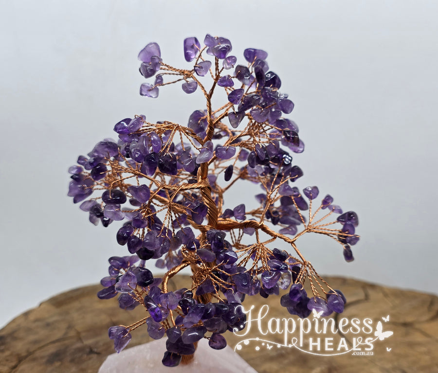 Amethyst Chip Tree with Rose Quartz Base