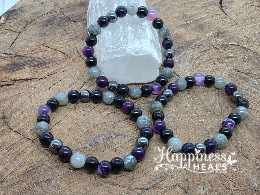 Fluorite, Obsidian & Labradorite Bracelet