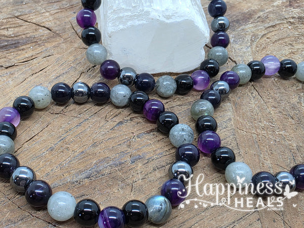 Fluorite, Obsidian & Labradorite Bracelet