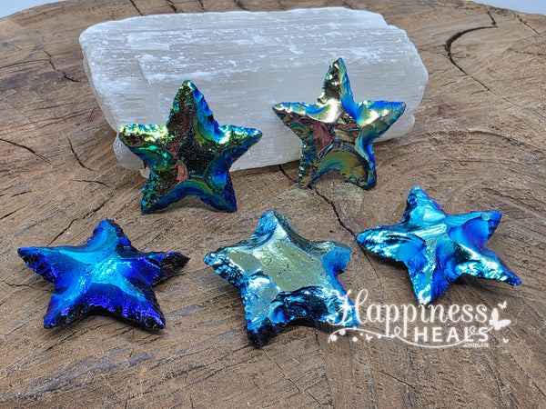 Titanium Obsidian Star Carving