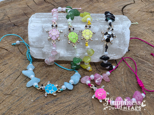 Crystal Turtle Charm Bracelets – Adjustable & Assorted Styles