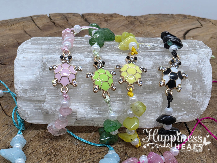 Crystal Turtle Charm Bracelets – Adjustable & Assorted Styles